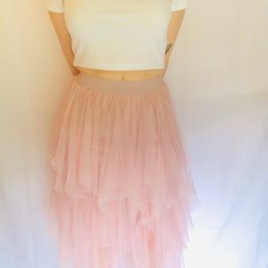 Pink Ruffled Maxi Skirt